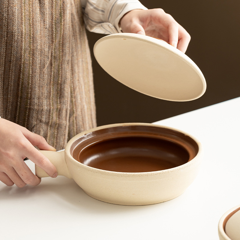 Gui Rong Oală din lut cu mâner unic pentru orez, stil Cantonez, tradițională, rezistentă la temperaturi înalte, nu se fisurează la încălzire, compatibilă cu plita ceramică electrică