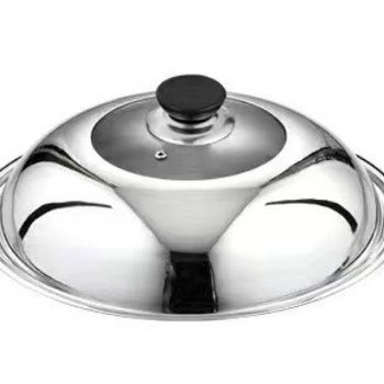 Capac de oală rotund de 34 cm, din oțel inoxidabil și sticlă, rezistent la temperaturi înalte