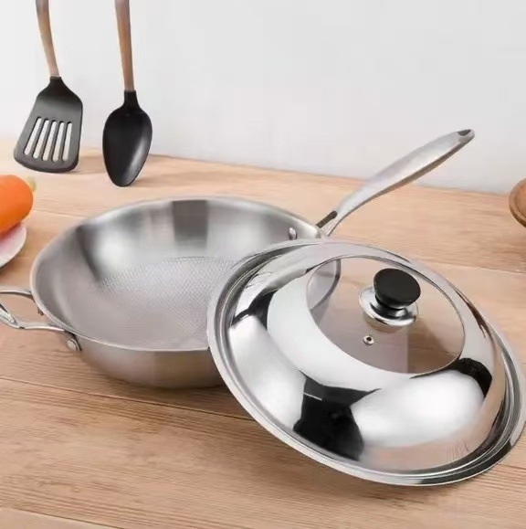 Capac de oală rotund de 34 cm, din oțel inoxidabil și sticlă, rezistent la temperaturi înalte