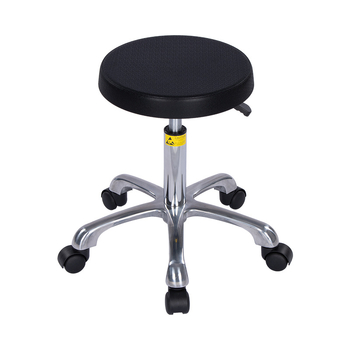 Scaun anti-static pentru atelier și laborator, șezut rotund reglabil pe înălțime, din PU cu spumă, fără praf