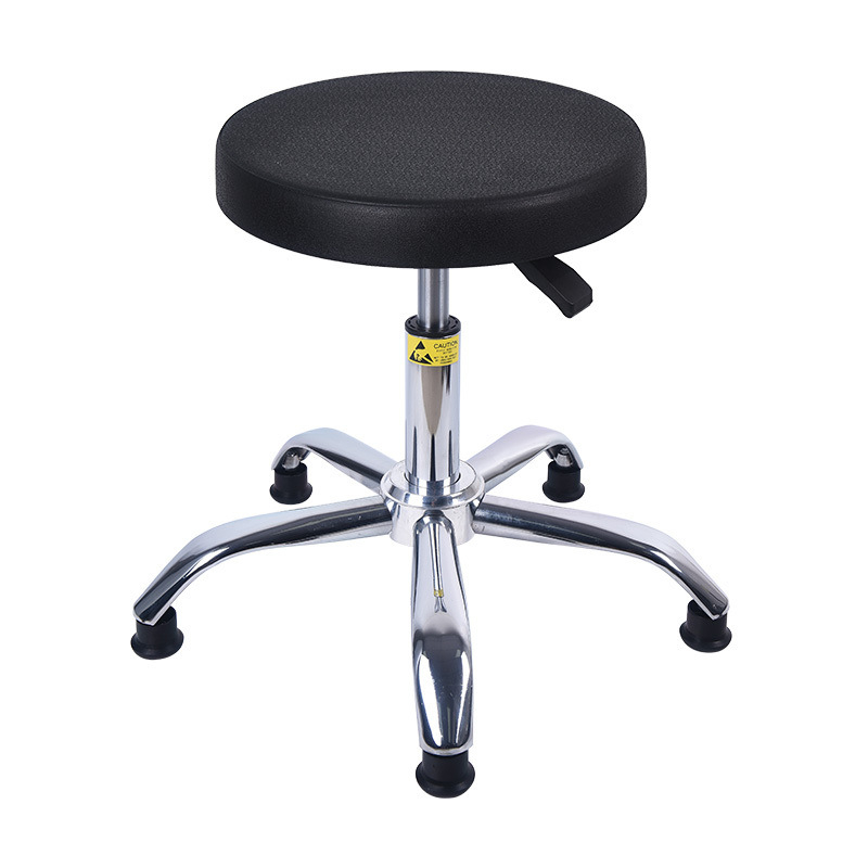 Scaun anti-static pentru atelier și laborator, șezut rotund reglabil pe înălțime, din PU cu spumă, fără praf