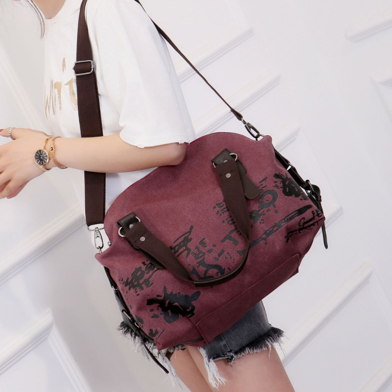 Ženska torba od platna velike kapacitete, mekim ručkama, otisak u obliku školjke