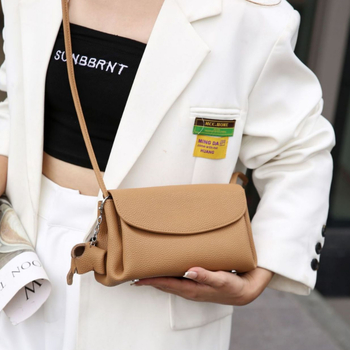 Ženska torba od vrhunske kože bivola, moderna i svestrana za ljeto, crossbody torba u obliku školjke s tri pretinca, prava koža, model Mali Slon