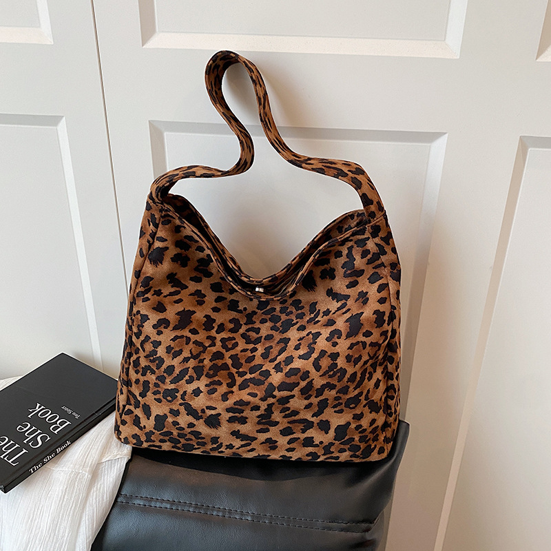Ženska velika tote torba s leopard printom, jesen 2025 moda, retro stil, velik kapacitet za svakodnevnu upotrebu