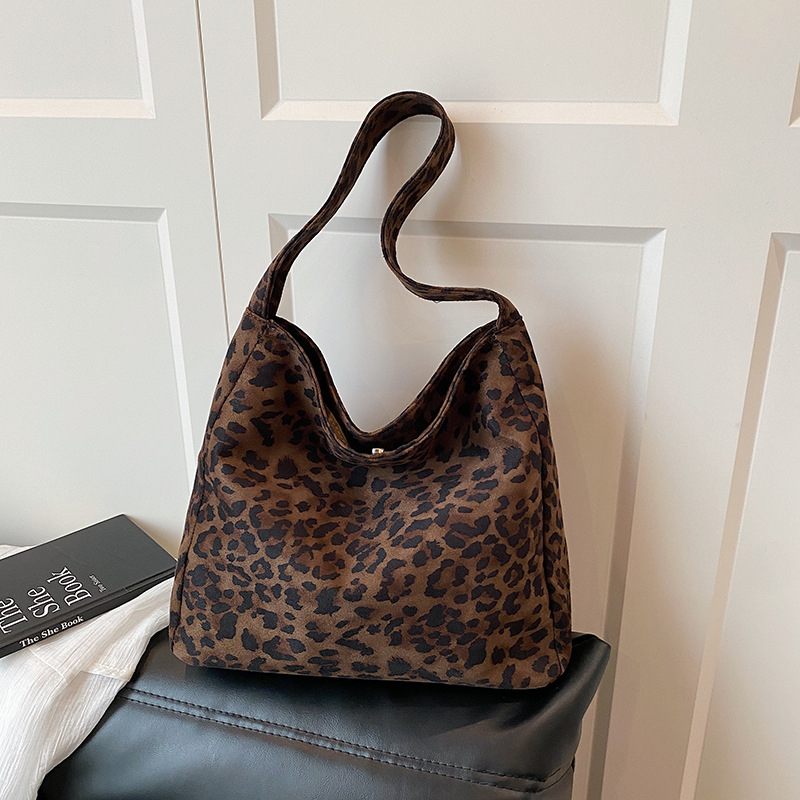 Ženska velika tote torba s leopard printom, jesen 2025 moda, retro stil, velik kapacitet za svakodnevnu upotrebu