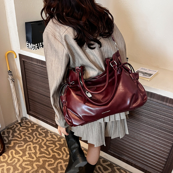 Velika retro torba za žene, jesen-zima 2026, casual crossbody tote s teksturiranom površinom