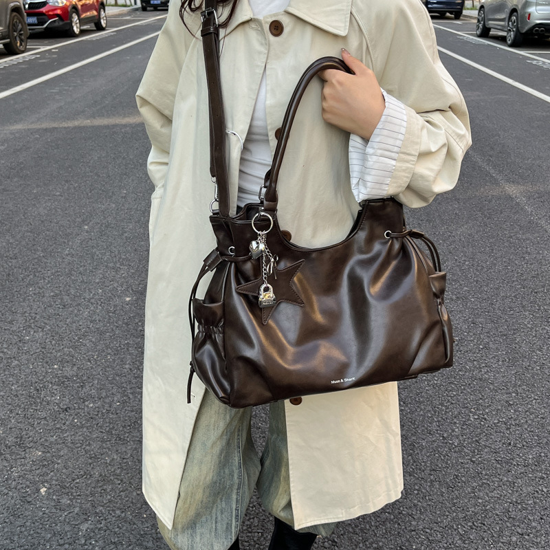 Velika retro torba za žene, jesen-zima 2026, casual crossbody tote s teksturiranom površinom