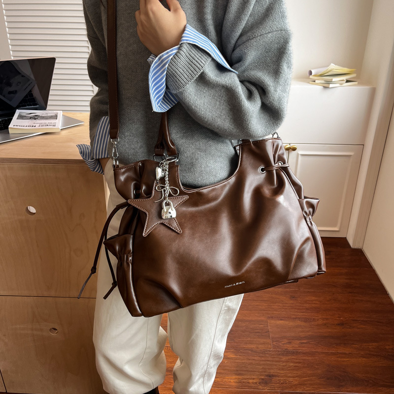 Velika retro torba za žene, jesen-zima 2026, casual crossbody tote s teksturiranom površinom