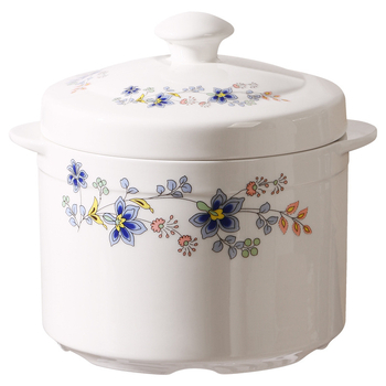 Castron ceramic pentru gătit în baie de aburi, cu capac și mâner dublu, pentru ouă la abur și supe acasă