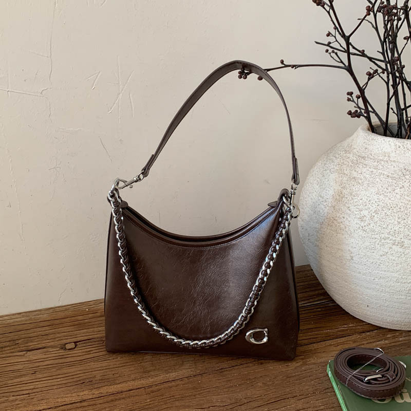 Ženska bucket torba, casual tekstura PU kože, s jednom naramenicom za rame ili crossbody, jesen-zima 2025