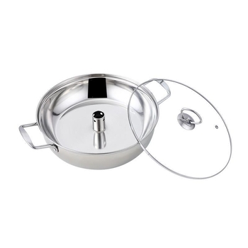 Oală de abur din oțel inoxidabil, îngroșată, pentru pește și hot pot — utilizare casnică și comercială, capac din sticlă, un singur nivel