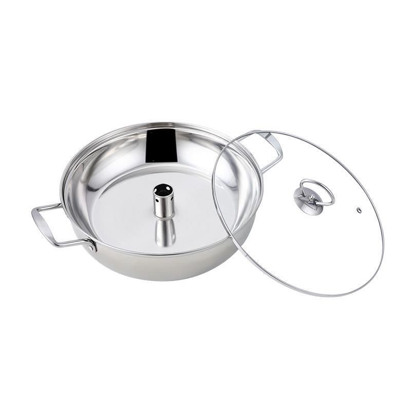 Oală de abur din oțel inoxidabil, îngroșată, pentru pește și hot pot — utilizare casnică și comercială, capac din sticlă, un singur nivel