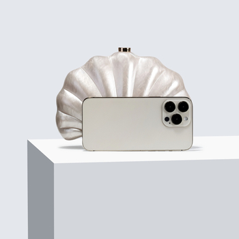 Geantă de umăr din acrilic, în formă de scoică, clutch oval pentru nunți și evenimente de seară