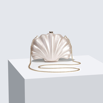 Geantă de umăr din acrilic, în formă de scoică, clutch oval pentru nunți și evenimente de seară