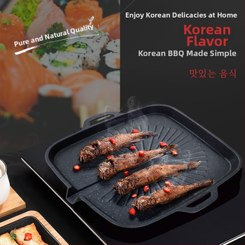 Tigaie grill pătrată în stil coreean, cu suprafață antiaderentă din marmură, Teppanyaki placă pentru uz casnic și comercial