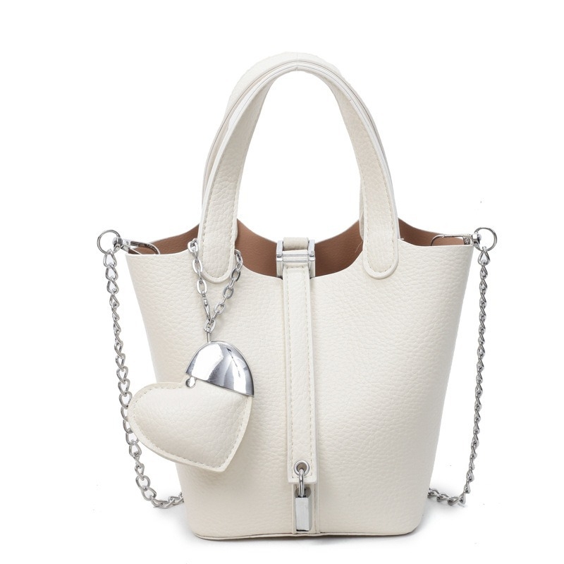 Ženska PU kožna bucket torba, gradski minimalistički stil, srednje veličine, crossbody sa tri remena, poliester podstava, unutarnji džepovi sa zipom, džep za telefon i ID
