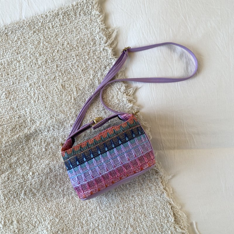 Moderna pletena etno-stil torba-vedro s lančanim remenom, za žene, minimalistička crossbody torba, ljeto 2025