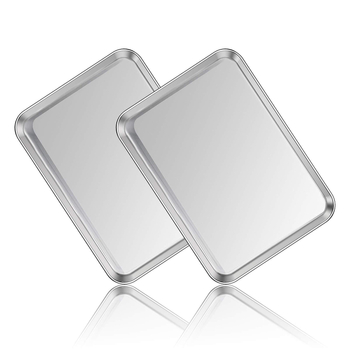 304 rozsdamentes acél sütőedény kenyér és pizza számára, téglalap alakú, sekély, tapadásmentes