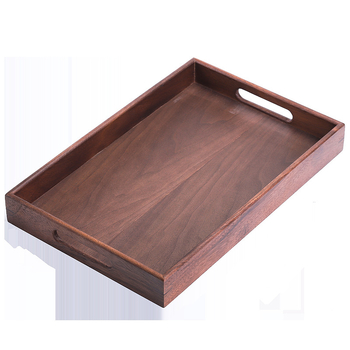 Tavă din lemn de nuc pentru ceai, gustări și depozitare, dreptunghiulară, multifuncțională, utilizare casnică, elegantă