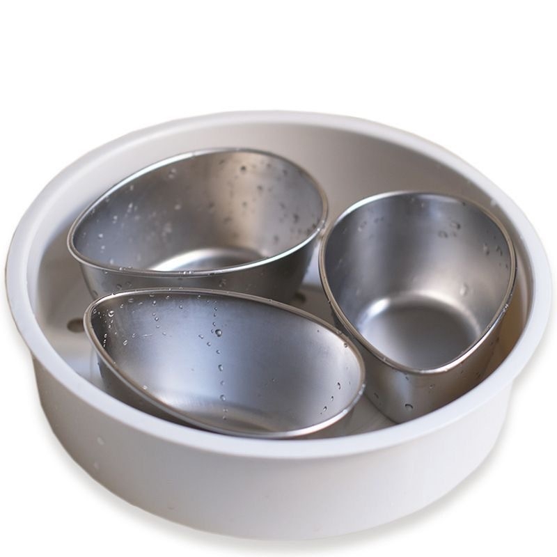 Tavă de aburi din oțel inoxidabil, în formă de ou, pentru orez și feluri calde, cu design de separare a aromelor
