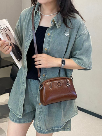 Ženska torbica od prave kože s pretincem za novac i džepom za telefon, Mahjong stil, koža prve klase, mini crossbody torba, 2025