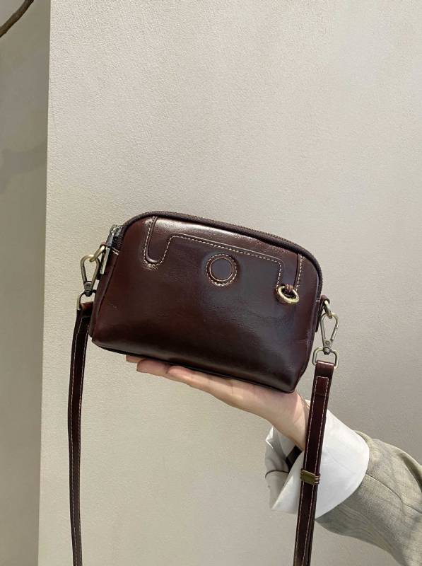 Ženska torbica od prave kože s pretincem za novac i džepom za telefon, Mahjong stil, koža prve klase, mini crossbody torba, 2025