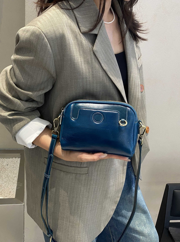 Ženska torbica od prave kože s pretincem za novac i džepom za telefon, Mahjong stil, koža prve klase, mini crossbody torba, 2025