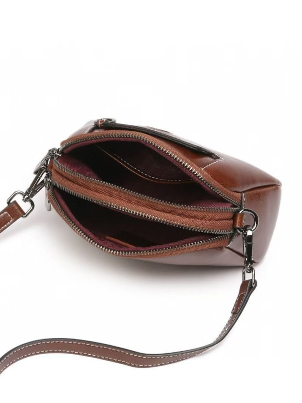 Ženska torbica od prave kože s pretincem za novac i džepom za telefon, Mahjong stil, koža prve klase, mini crossbody torba, 2025