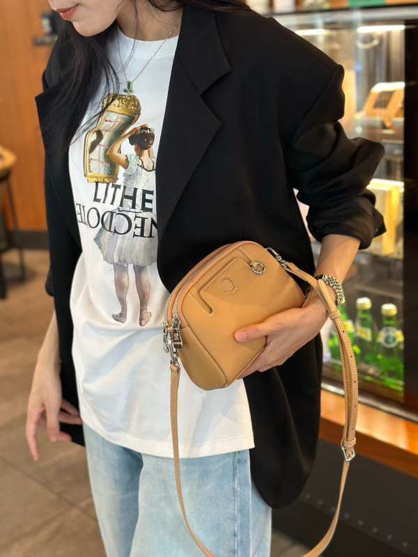 Ženska torbica od prave kože s pretincem za novac i džepom za telefon, Mahjong stil, koža prve klase, mini crossbody torba, 2025