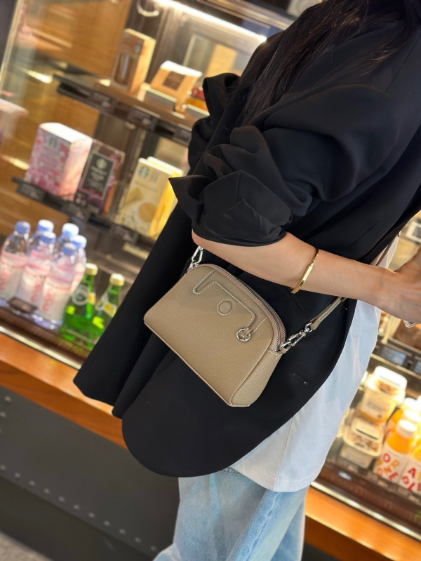 Ženska torbica od prave kože s pretincem za novac i džepom za telefon, Mahjong stil, koža prve klase, mini crossbody torba, 2025