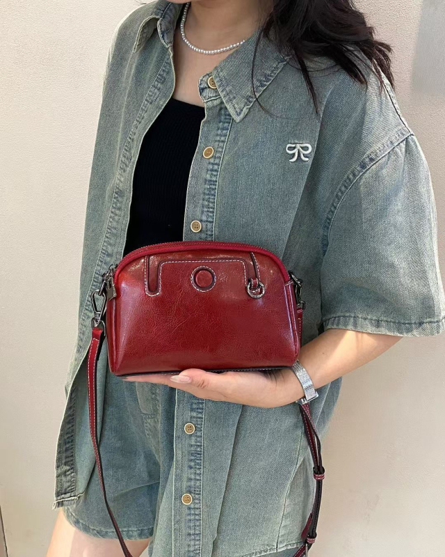 Ženska torbica od prave kože s pretincem za novac i džepom za telefon, Mahjong stil, koža prve klase, mini crossbody torba, 2025