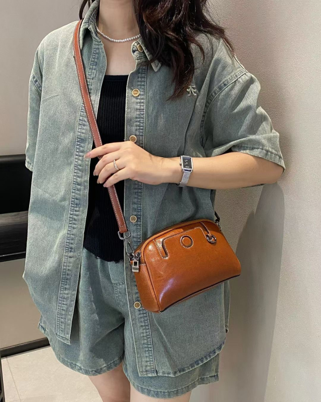 Ženska torbica od prave kože s pretincem za novac i džepom za telefon, Mahjong stil, koža prve klase, mini crossbody torba, 2025
