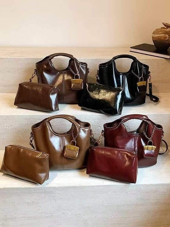 Klasična retro torba od uljane vosk kože, ženska torba u stilu košare, pogodna za svakodnevnu uporabu i posao.