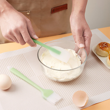 Set din siliconă, 2 piese: pensulă și spatulă, pentru contact cu alimentele, 21 cm, pentru coacere și grătar
