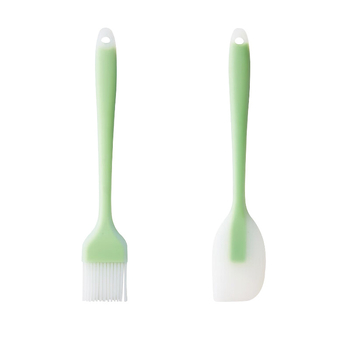 Set din siliconă, 2 piese: pensulă și spatulă, pentru contact cu alimentele, 21 cm, pentru coacere și grătar