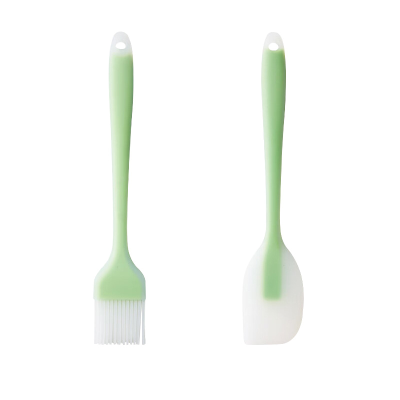 Set din siliconă, 2 piese: pensulă și spatulă, pentru contact cu alimentele, 21 cm, pentru coacere și grătar
