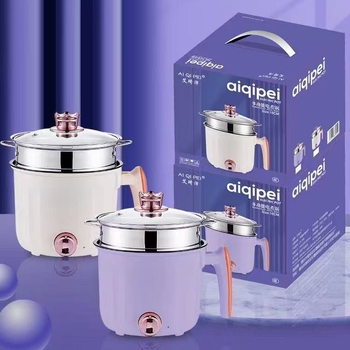 Ai qipei Oală electrică antiaderentă, mini pentru cămin studențesc, oală multifuncțională pentru gătit tăiței și prăjit, mică, cu mâner lung