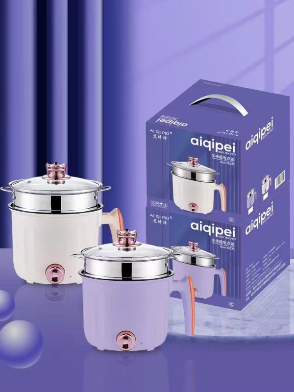 Ai qipei Oală electrică antiaderentă, mini pentru cămin studențesc, oală multifuncțională pentru gătit tăiței și prăjit, mică, cu mâner lung