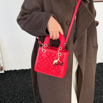 Crvena visoko kvalitetna šivana torbica, stil Diane, ženska torba preko ramena i crossbody