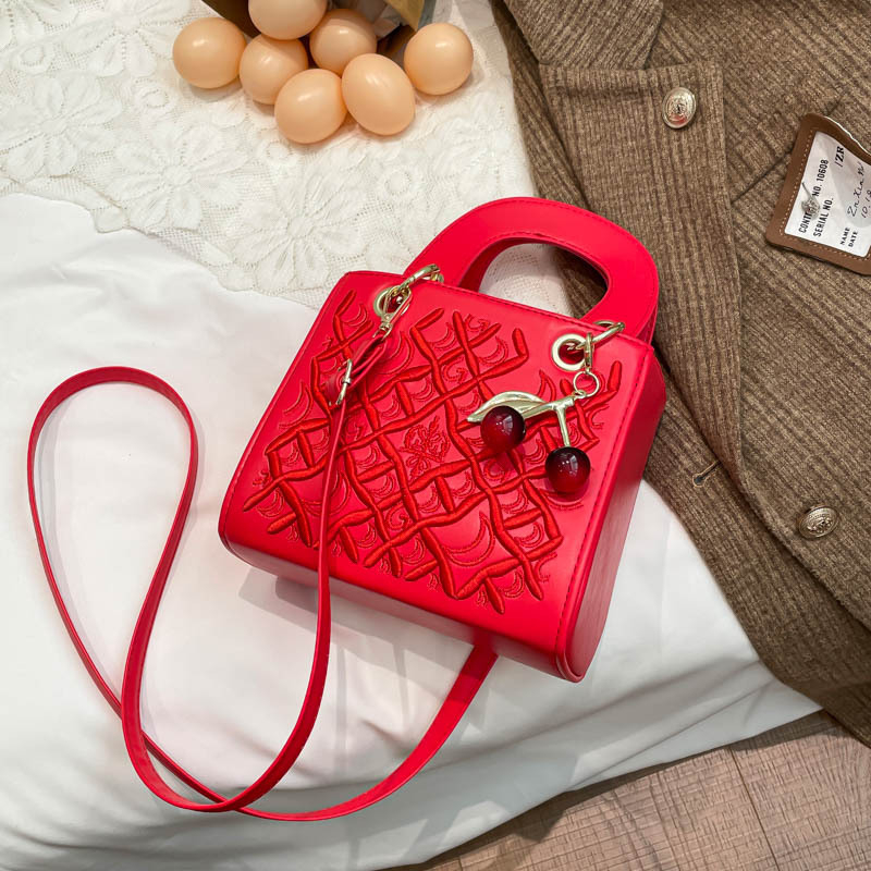 Crvena visoko kvalitetna šivana torbica, stil Diane, ženska torba preko ramena i crossbody