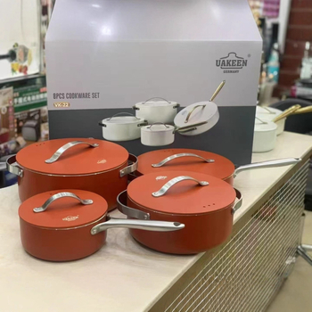RongFa set de 4 vase de gătit din aluminiu, oală de supă, antiaderent, stil minimalist modern