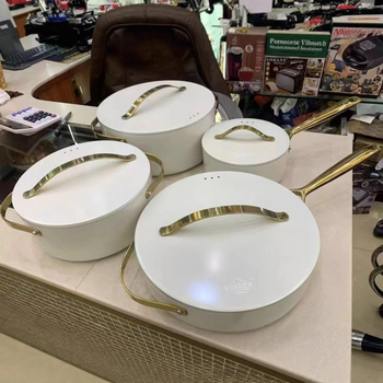 RongFa set de 4 vase de gătit din aluminiu, oală de supă, antiaderent, stil minimalist modern