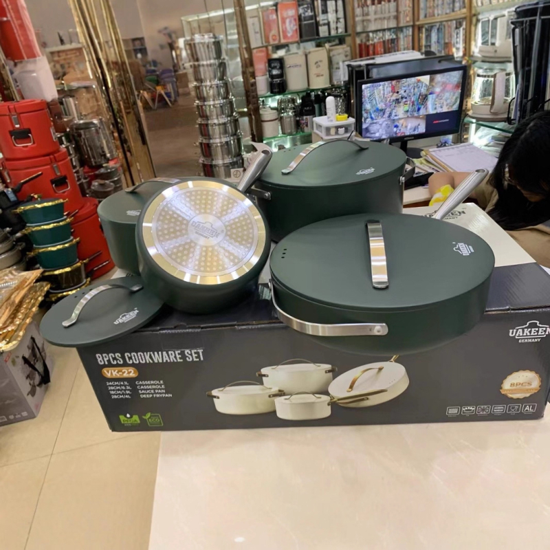 RongFa set de 4 vase de gătit din aluminiu, oală de supă, antiaderent, stil minimalist modern