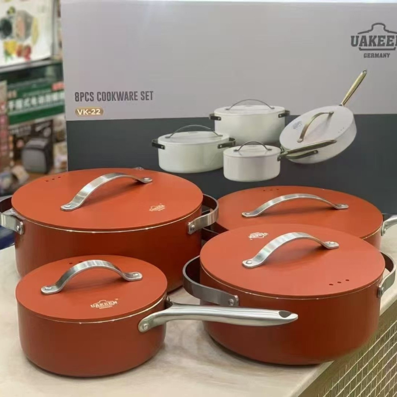 RongFa set de 4 vase de gătit din aluminiu, oală de supă, antiaderent, stil minimalist modern