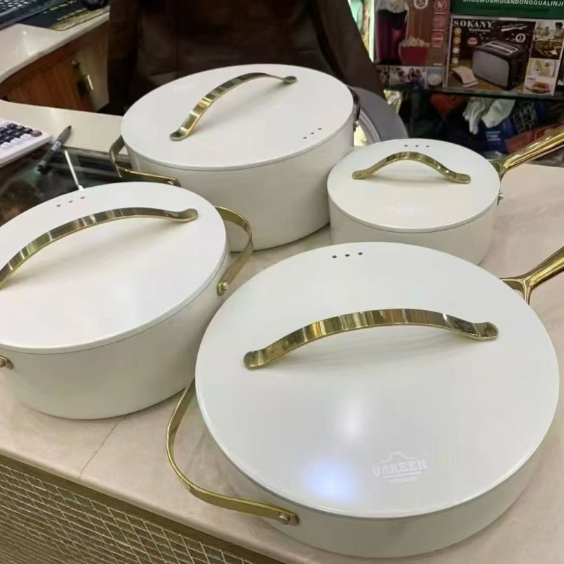 RongFa set de 4 vase de gătit din aluminiu, oală de supă, antiaderent, stil minimalist modern