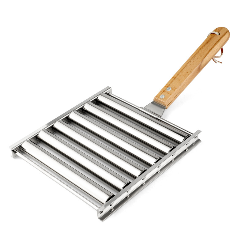Grill demontabil pentru BBQ, rolă pentru cârnați, din oțel inoxidabil
