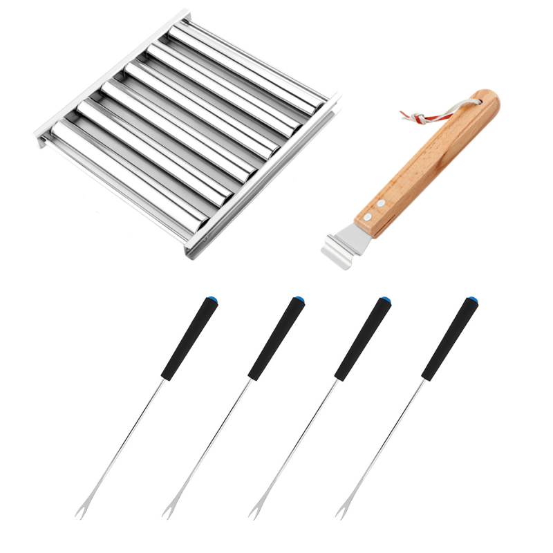 Grill demontabil pentru BBQ, rolă pentru cârnați, din oțel inoxidabil