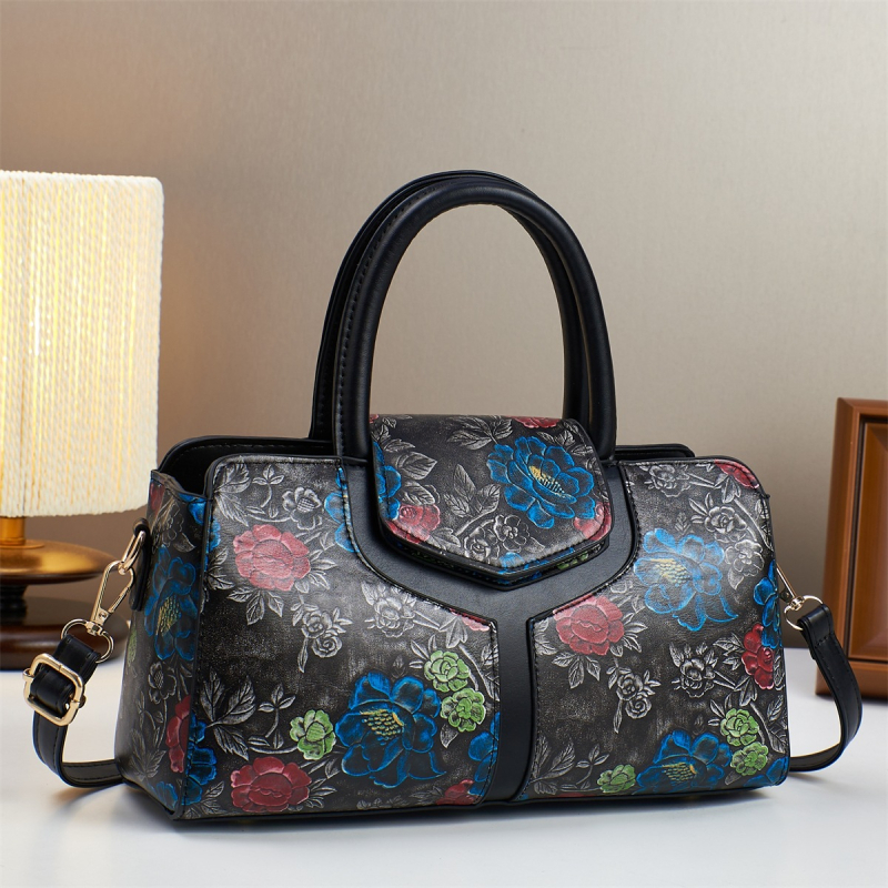 Daisiya Boston Tote torba s patchwork printom, premium dojam, PU koža, velik kapacitet, svakodnevna crossbody torba