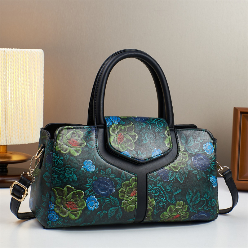 Daisiya Boston Tote torba s patchwork printom, premium dojam, PU koža, velik kapacitet, svakodnevna crossbody torba