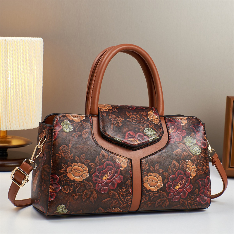 Daisiya Boston Tote torba s patchwork printom, premium dojam, PU koža, velik kapacitet, svakodnevna crossbody torba